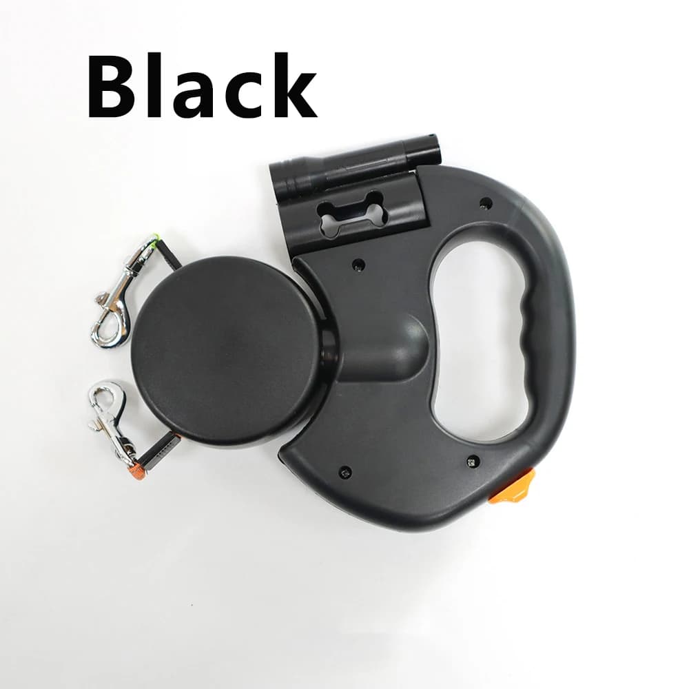 Samozwijająca smycz dwustronna 3m z latarką LED 🐶